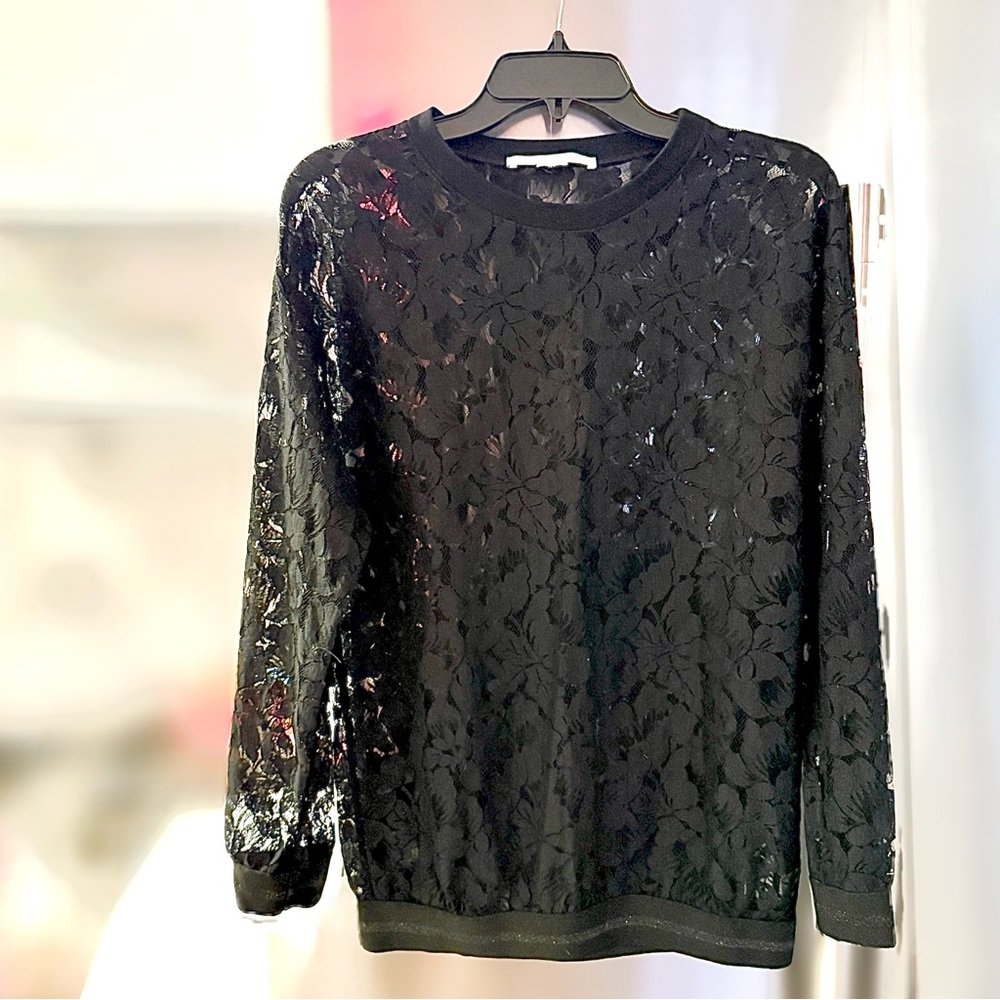 Stella McCartney Navy Lace Floral Pattern Crewneck Pullover